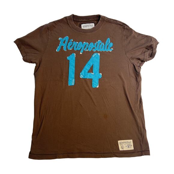 Aeropostale 1987 Varsity T-Shirt Woman's Large Distressed Vintage Look Cotton - Picture 1 of 12